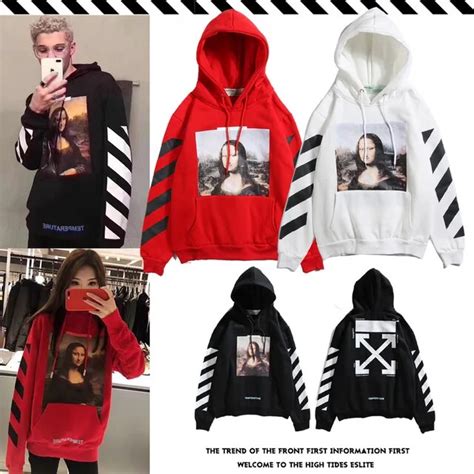 off-white style moona lisa sweatshirt hoodie in red fake